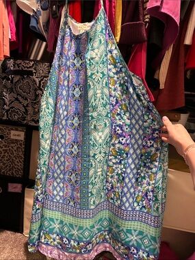 Pink Owl Teal, Blue & Purple Patterned Maxi Dress